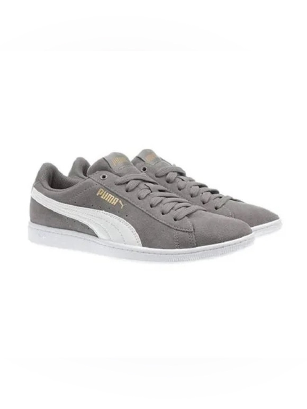 Women’s Puma Vikky sneakers charcoal grey suede upper white formstrip